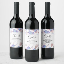 Etiqueta Para Botella De Vino Foliage moderno acuarela Boda de hojas moradas