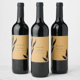 Etiqueta Para Botella De Vino Foliage oscuro moderno personalizado