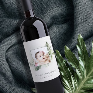 Etiqueta Para Botella De Vino Foliage ruso Eucalyptus Fern Foto Christening