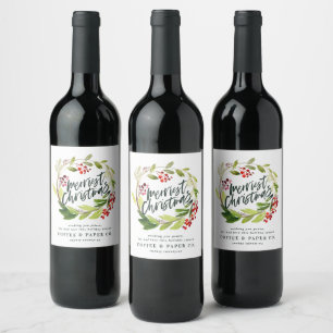Etiqueta Para Botella De Vino Follaje moderno de corona de acuarela chic corpora