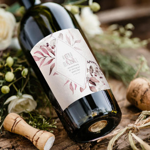 Etiqueta Para Botella De Vino Follaje Soñado Boda Borgoña ID817