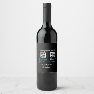 Etiqueta Para Botella De Vino Fondo de luna de miel PayPal Venmo código QR graci