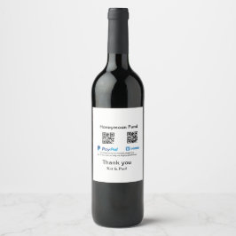 Etiqueta Para Botella De Vino Fondo de luna de miel PayPal Venmo código QR graci