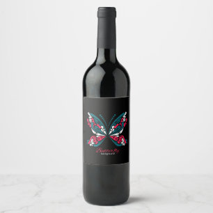 Etiqueta Para Botella De Vino Fondo vectorial con hermosa mariposa. tatuaje