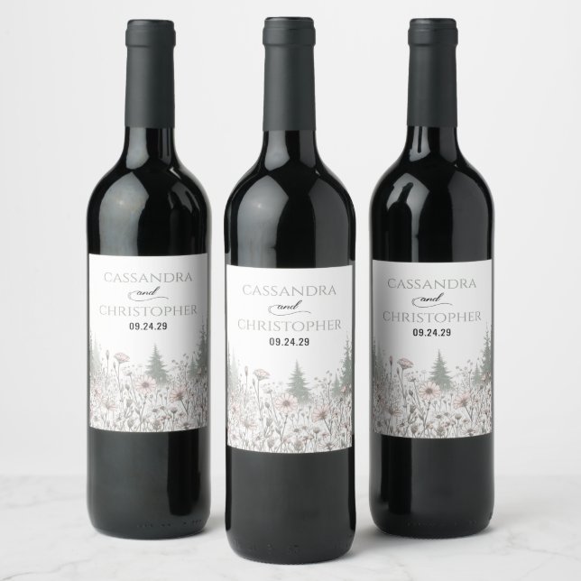 Etiqueta Para Botella De Vino Forest Meadow Wedding (Botellas)