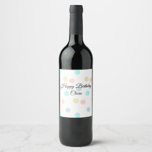 Etiqueta Para Botella De Vino Forma de círculo colorido feliz cumpleaños agregar