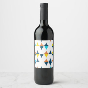 Etiqueta Para Botella De Vino Formas geométricas coloridas, modernas, frescas y