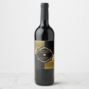 Etiqueta Para Botella De Vino Formas geométricas de oro y negro