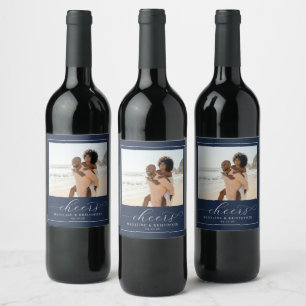 Etiqueta Para Botella De Vino Foto alegre de playa con fondo navy