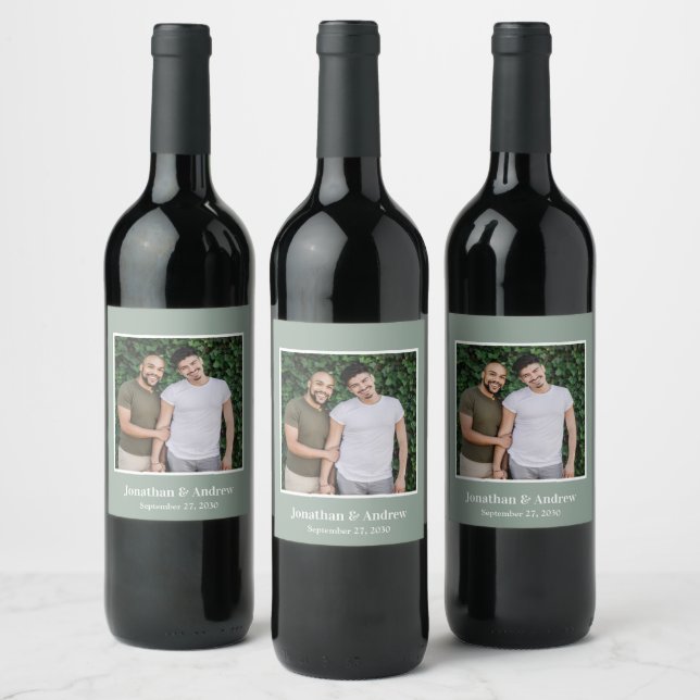 Etiqueta Para Botella De Vino Foto Boda LGBTQ (Botellas)