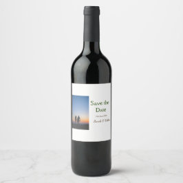 Etiqueta Para Botella De Vino Foto clásica blanco elegante tipografía boda mod