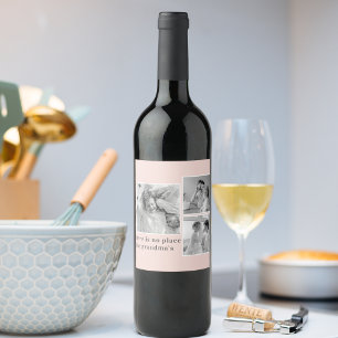 Etiqueta Para Botella De Vino Foto Collage Pastel Mejor Regalo De Abuela Rosa