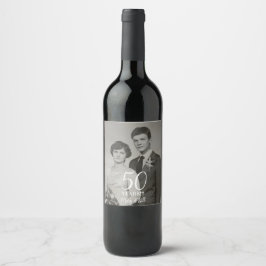 Etiqueta Para Botella De Vino foto de aniversario de boda personalizada moderna