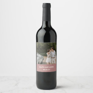 Etiqueta Para Botella De Vino Foto de casamiento personalizado retro de Rosa dur