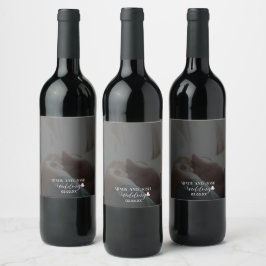 Etiqueta Para Botella De Vino Foto de corazón con letra elegante