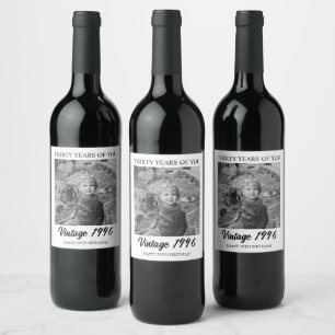 Etiqueta Para Botella De Vino Foto de cumpleaños aniversario Vintage