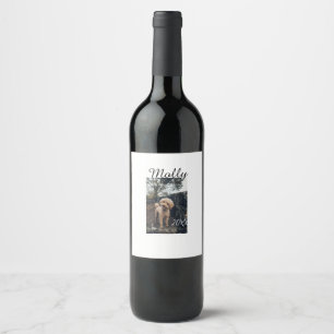 Etiqueta Para Botella De Vino Foto de cumpleaños de perro gato animal moderno añ
