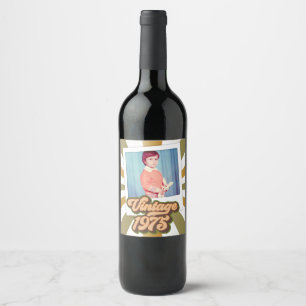 Etiqueta Para Botella De Vino Foto de cumpleaños número 50 Vintage 1975