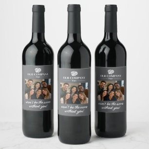 Etiqueta Para Botella De Vino Foto de despedida de jubilación de colega gris mod