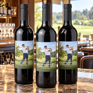Etiqueta Para Botella De Vino Foto de Golf Brindis por la Jubilación