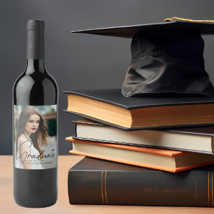 Etiqueta Para Botella De Vino Foto de graduación Chic con superposición de escri