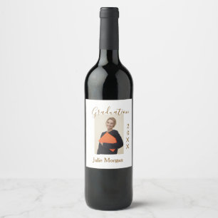 Etiqueta Para Botella De Vino Foto de graduación marrón año dorado 20XX nombresi