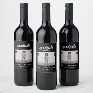Etiqueta Para Botella De Vino Foto de guión moderno en blanco y negro de graduac