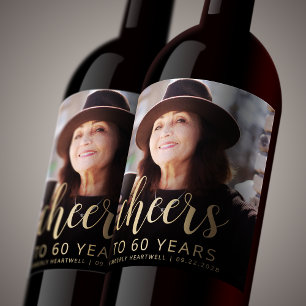 Etiqueta Para Botella De Vino Foto de la fiesta de cumpleaños número 60 con Chee