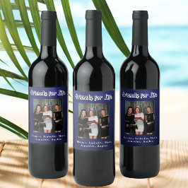 Etiqueta Para Botella De Vino Foto de los mejores amigos guión en blanco azul ma