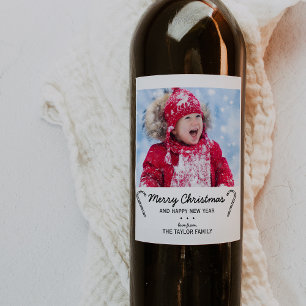 Etiqueta Para Botella De Vino Foto de Navidades de Candy Cane rústicos
