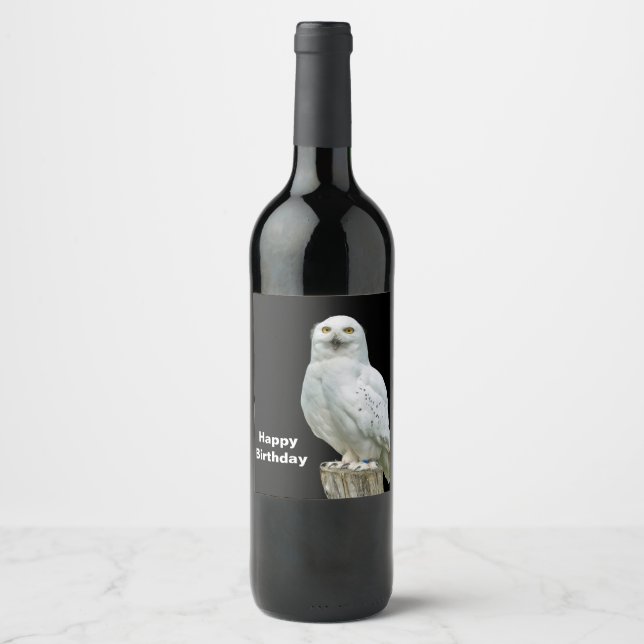 Etiqueta Para Botella De Vino Foto de Owl White Log (Anverso)