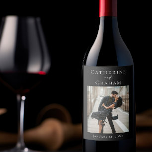 Etiqueta Para Botella De Vino Foto de pareja de boda negra chic