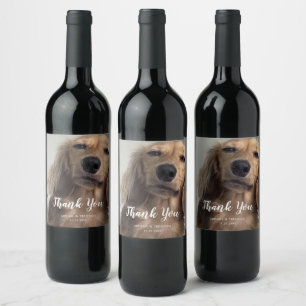 Etiqueta Para Botella De Vino Foto de perro Personalizado lindo