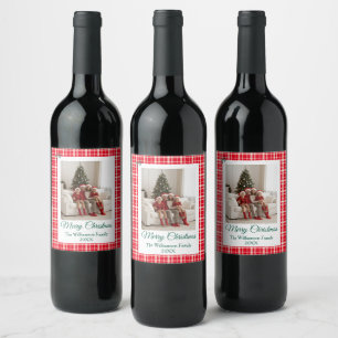 Etiqueta Para Botella De Vino Foto de Red Plaid Ferry Christmas