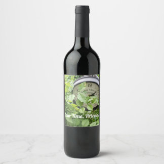 Etiqueta Para Botella De Vino Foto de vegetación con reloj
