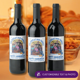 Etiqueta Para Botella De Vino Foto del Personalizable de REUNIÓN FAMILIAR HANUKK