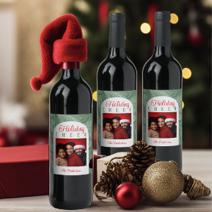 Etiqueta Para Botella De Vino Foto familiar Feliz Navidad