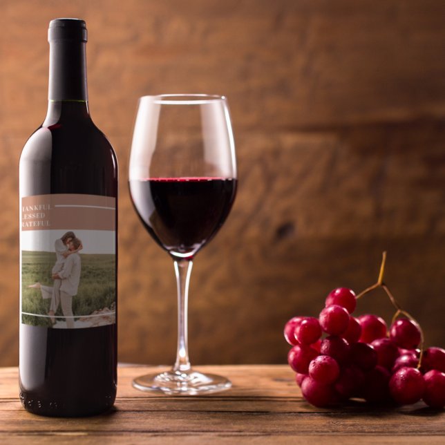 Etiqueta Para Botella De Vino Foto familiar moderna | Agradecimiento (Subido por el creador)