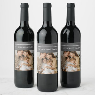 Etiqueta Para Botella De Vino Foto familiar personalizada Nombre de familia pe