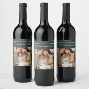 Etiqueta Para Botella De Vino Foto familiar personalizada Nombre de familia pe