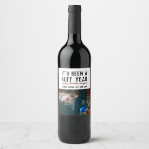 Etiqueta Para Botella De Vino Foto Mascota de Navidades Ruff Year 2020