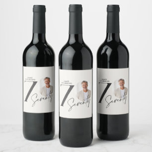 Etiqueta Para Botella De Vino Foto minimalista de cumpleaños 70 moderno Mileston