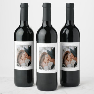 Etiqueta Para Botella De Vino Foto minimalista moderna Nombre de matrimonio pers