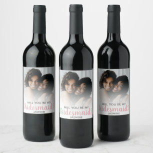 Etiqueta Para Botella De Vino Foto Minimalista Moderna ¿Serás mi dama de honor