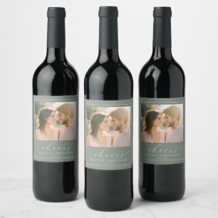 Etiqueta Para Botella De Vino Foto minimalista romántica verde