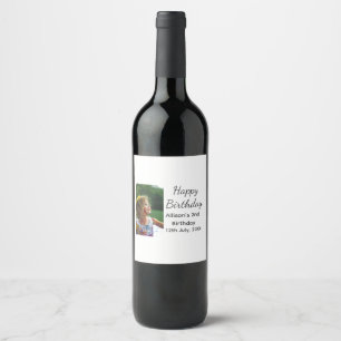 Etiqueta Para Botella De Vino Foto moderna clásica añadir nombre fecha feliz cum