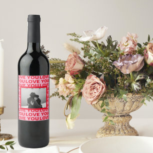 Etiqueta Para Botella De Vino Foto moderna Red & Pink Love You Valentines Gift