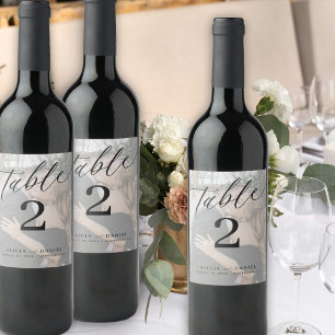 Etiqueta Para Botella De Vino Foto moderna y elegante número de mesa en blanco y