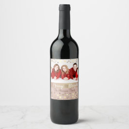 Etiqueta Para Botella De Vino Foto Navidad en Familia