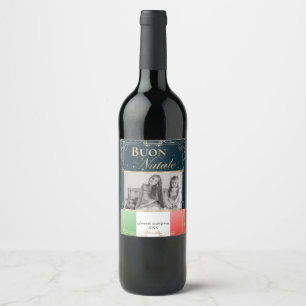Etiqueta Para Botella De Vino Foto personalizada Buon Natale bandera italiana Na